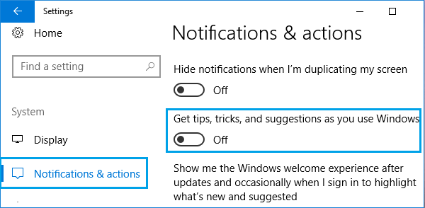 無効 Windowsオプションの使用に関するヒント、トリック、および提案を取得する 