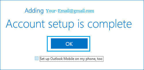Microsoft Outlookのアカウント設定完了ポップアップについて