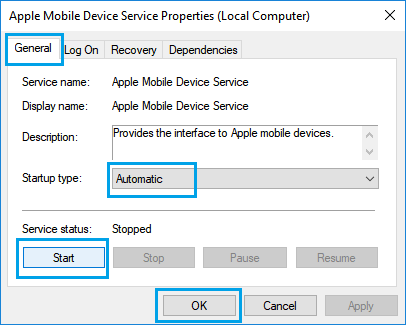 Windows 10でApple Mobile Device Serviceを起動する
