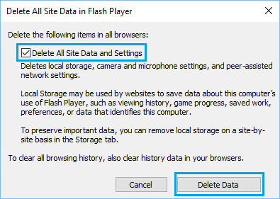 Windows 10でFlash Playerのサイトデータと設定をすべて削除する