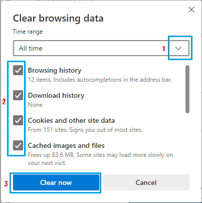 Microsoft Edgeの閲覧データを消去する