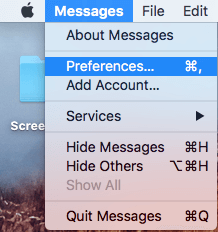 Macのメッセージアプリの「環境設定」タブ