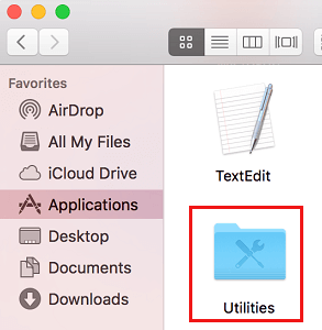Macのユーティリティフォルダ