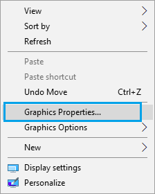 Windows 10のグラフィックスプロパティオプション