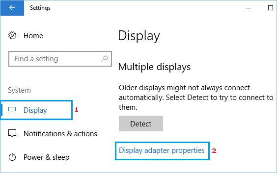Windows 10のコントロールパネル画面の「ディスプレイアダプタのプロパティ」オプション