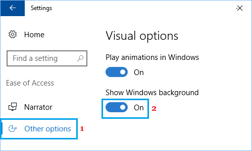 Windows 10の設定にWindowsの背景を表示するオプションを有効にする