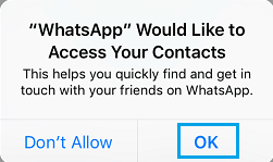 iPhoneでWhatsAppの連絡先へのアクセスを許可する