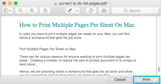 MacでPDFドキュメントを印刷するオプション