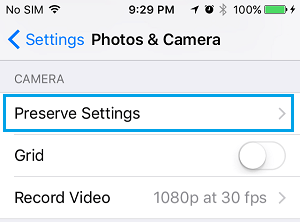 iPhoneの写真とカメラアプリの「設定」タブを保存する