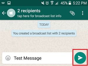 Android端末のWhatsAppブロードキャストリストで複数の連絡先にメッセージを送信する