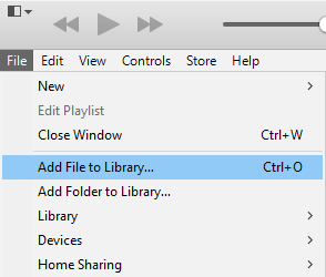 iTunesのライブラリにファイルを追加するオプション