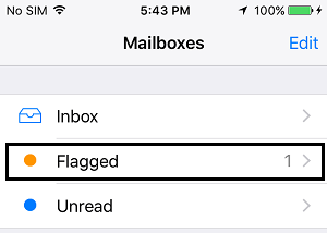iPhoneのスマートメールボックスにフラグを立てる