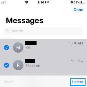 iPhoneのテキストメッセージを削除する
