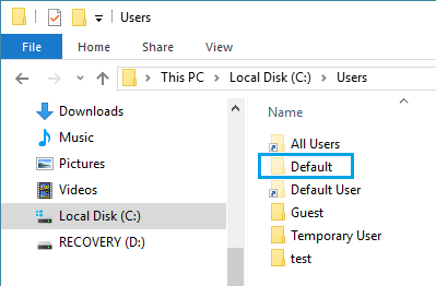 Windows 10のデフォルトのユーザーフォルダー
