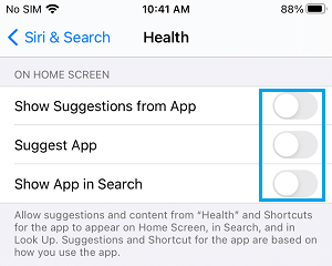 iPhoneの健康アプリのSiriサジェスチョンを無効にする