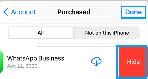 App Storeで購入したアプリを隠す