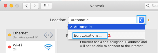 Macでネットワークの場所を編集する