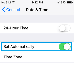 iPhoneで自動的に日付と時刻を設定する