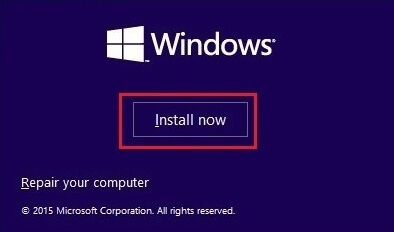 Windowsのセットアップ画面にInstall Nowオプションが表示される