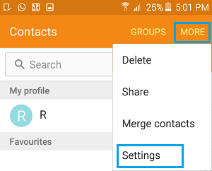 Android Phoneの連絡先画面の詳細と設定