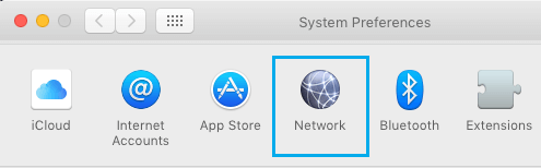 Macのシステム環境設定画面のネットワークオプション